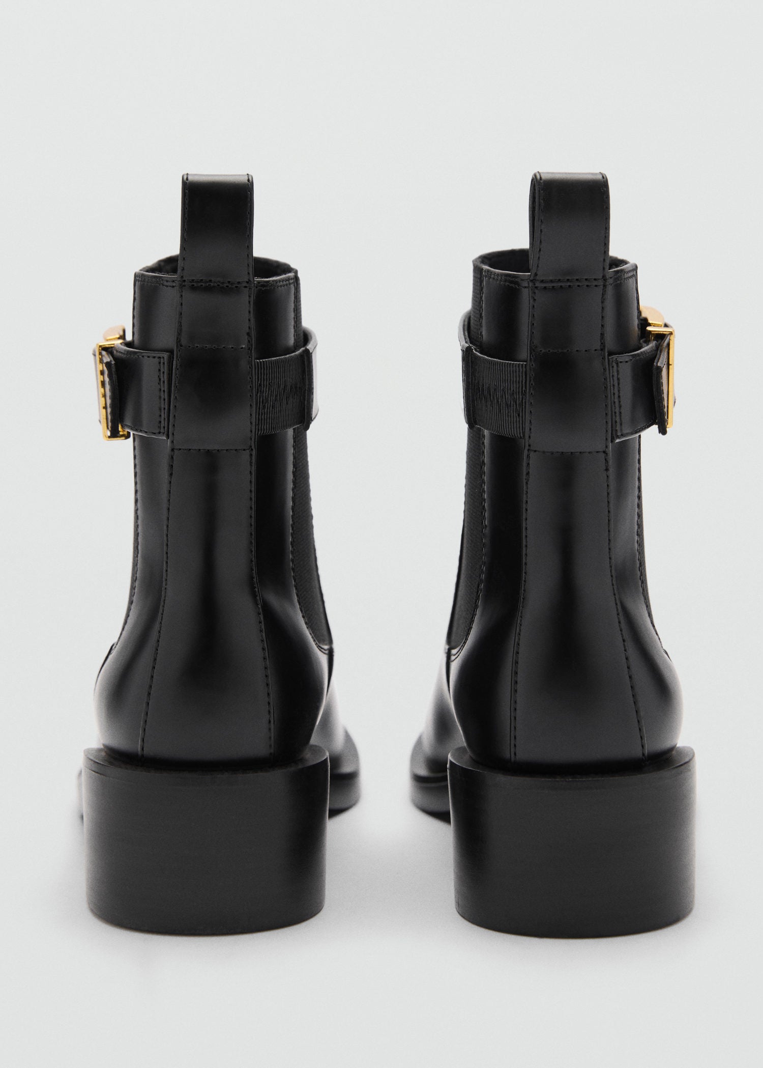 Mango Ankle boots with elastic panel and buckle - Black 3 Shaws Department Stores
