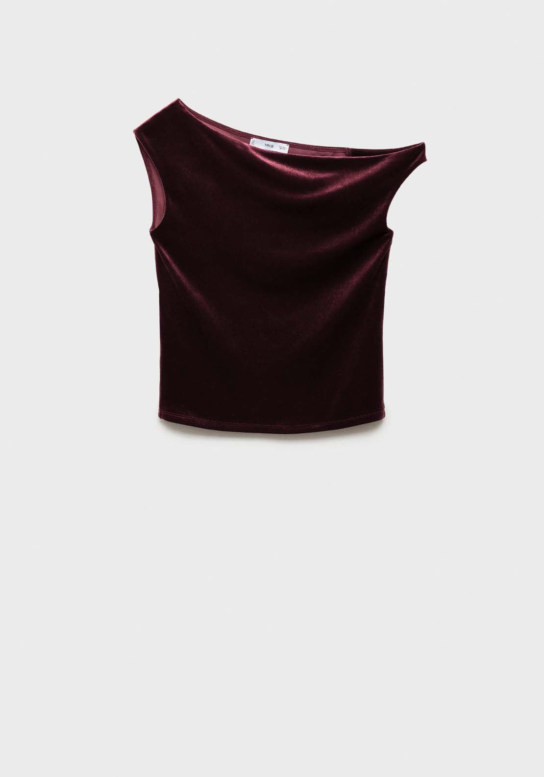 Mango Asymmetric velvet top - Dark Red 5 Shaws Department Stores