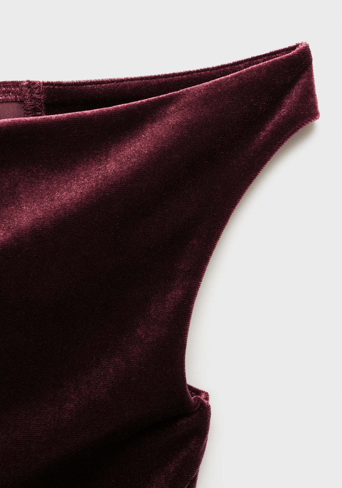 Mango Asymmetric velvet top - Dark Red 6 Shaws Department Stores
