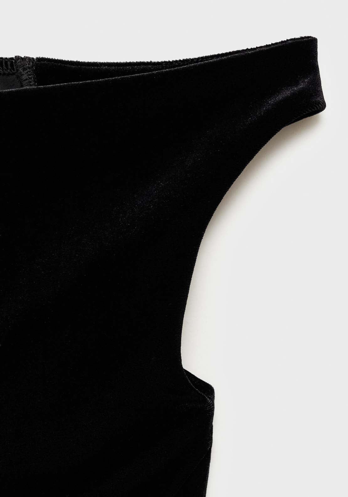 Mango Asymmetric velvet top - Black 5 Shaws Department Stores
