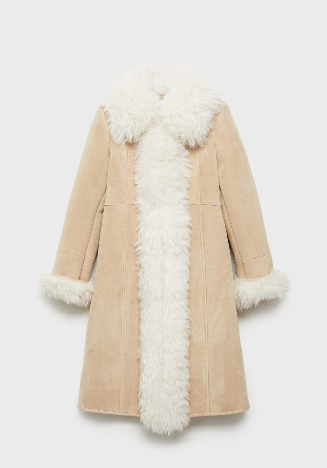 Mango Shearling-lined coat - Light Beige 8 Shaws Department Stores