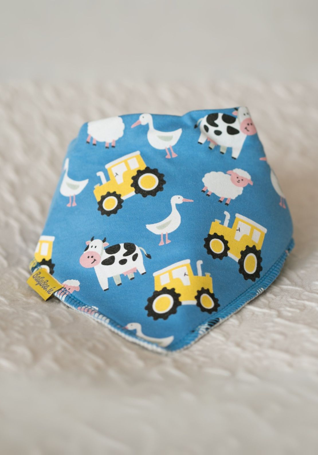Blue Farmyard Organic Cotton DribbleBoo Bandana Bib - Pink