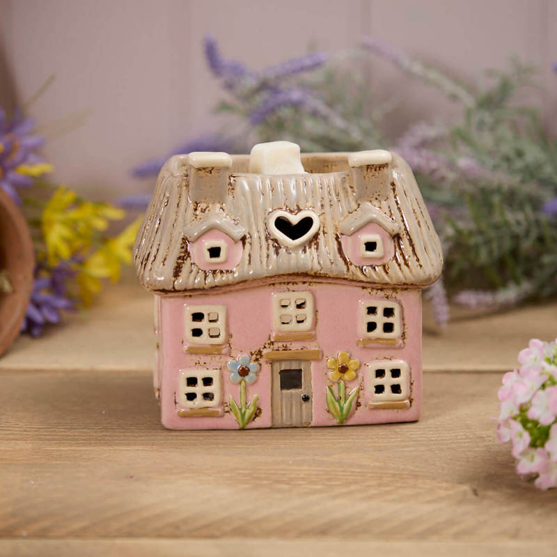 The Home Collection Pink Thatched Cottage Wax Melt Burner - Embossed Flowers 1 Shaws Department Stores
