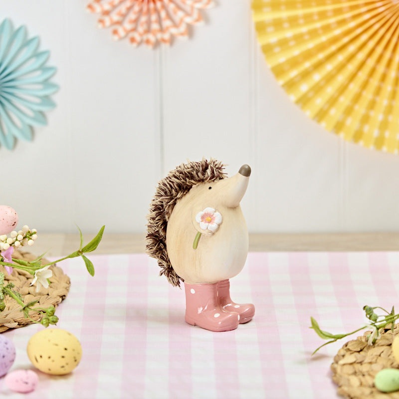 The Home Collection Hedgehog Ornament - Pink Spot Welly Boots Design 1 Shaws Department Stores
