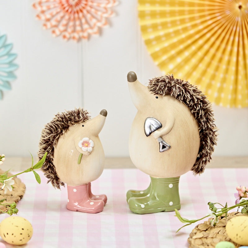 The Home Collection Hedgehog Ornament - Pink Spot Welly Boots Design 2 Shaws Department Stores