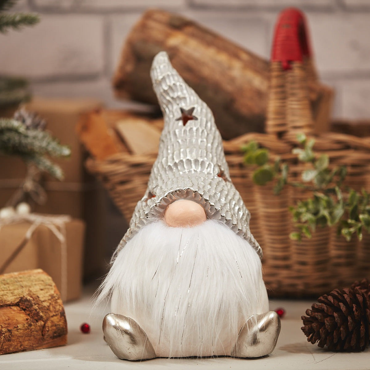 The Home Christmas Ceramic Led Gonk With Fabric Beard 1 Shaws Department Stores