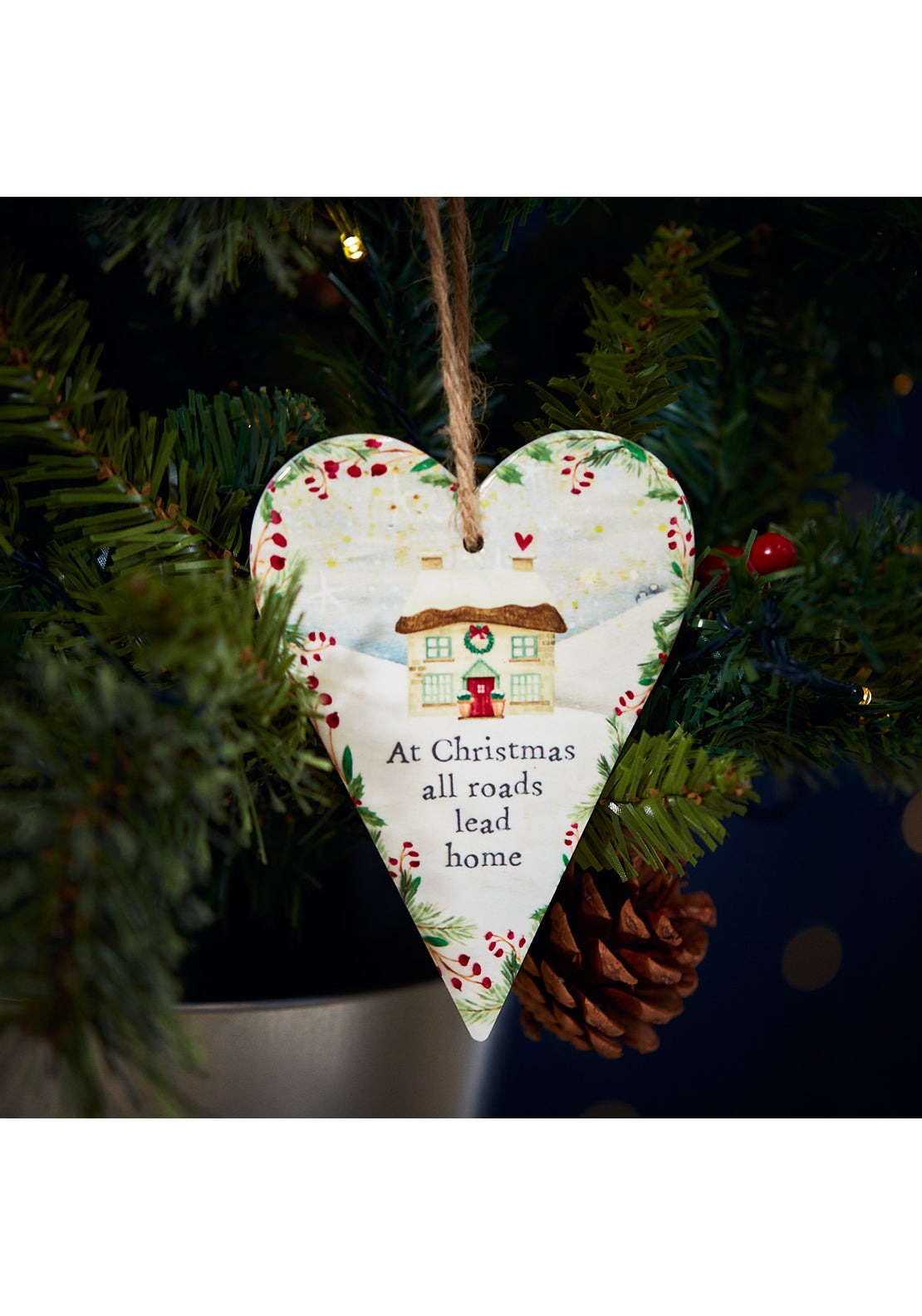 The Home Christmas Christmas Family Cottage Ceramic Heart Hanger 1 Shaws Department Stores