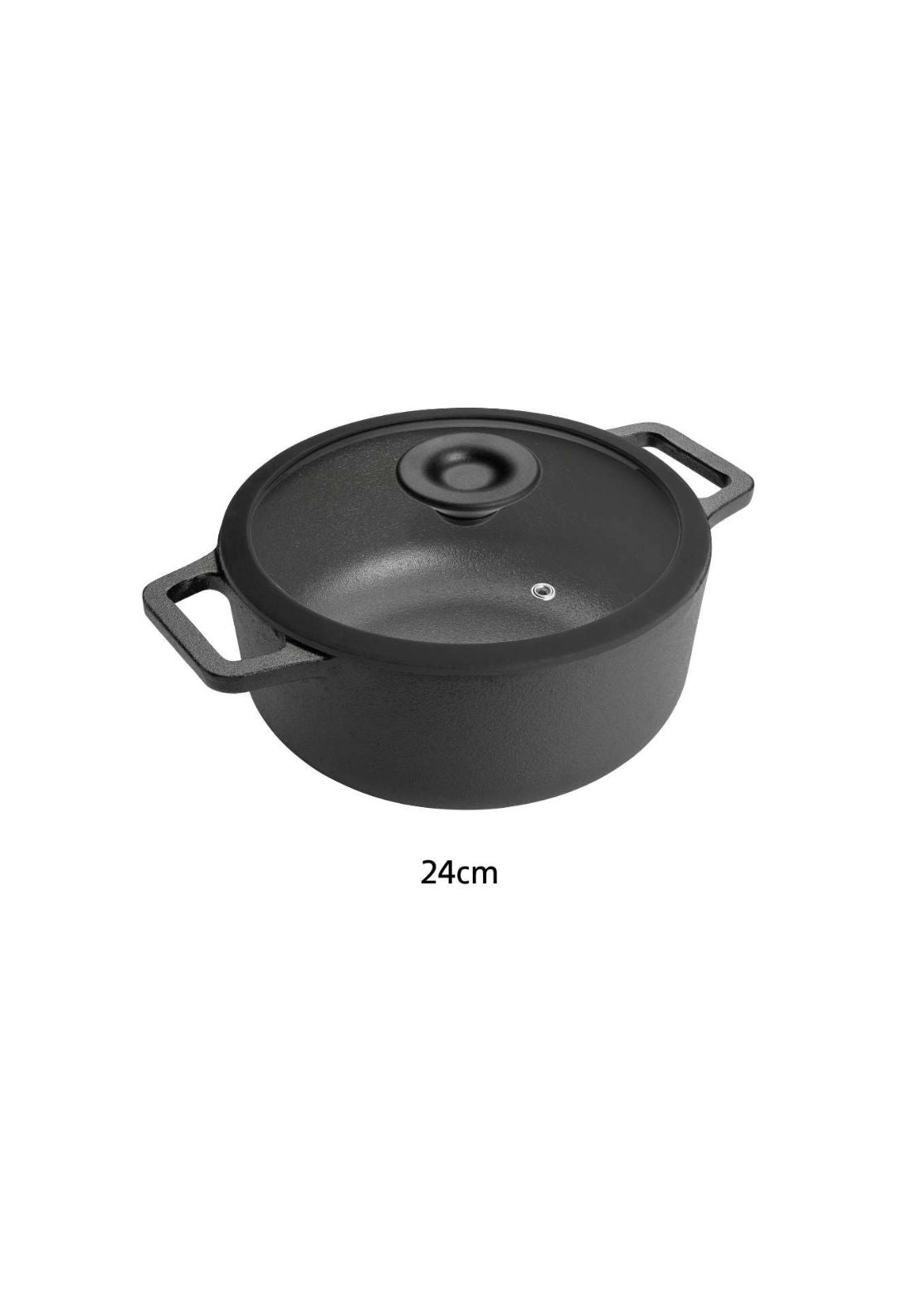 Cast Iron Casserole With Glass Lid 24cm/4.6L - Black