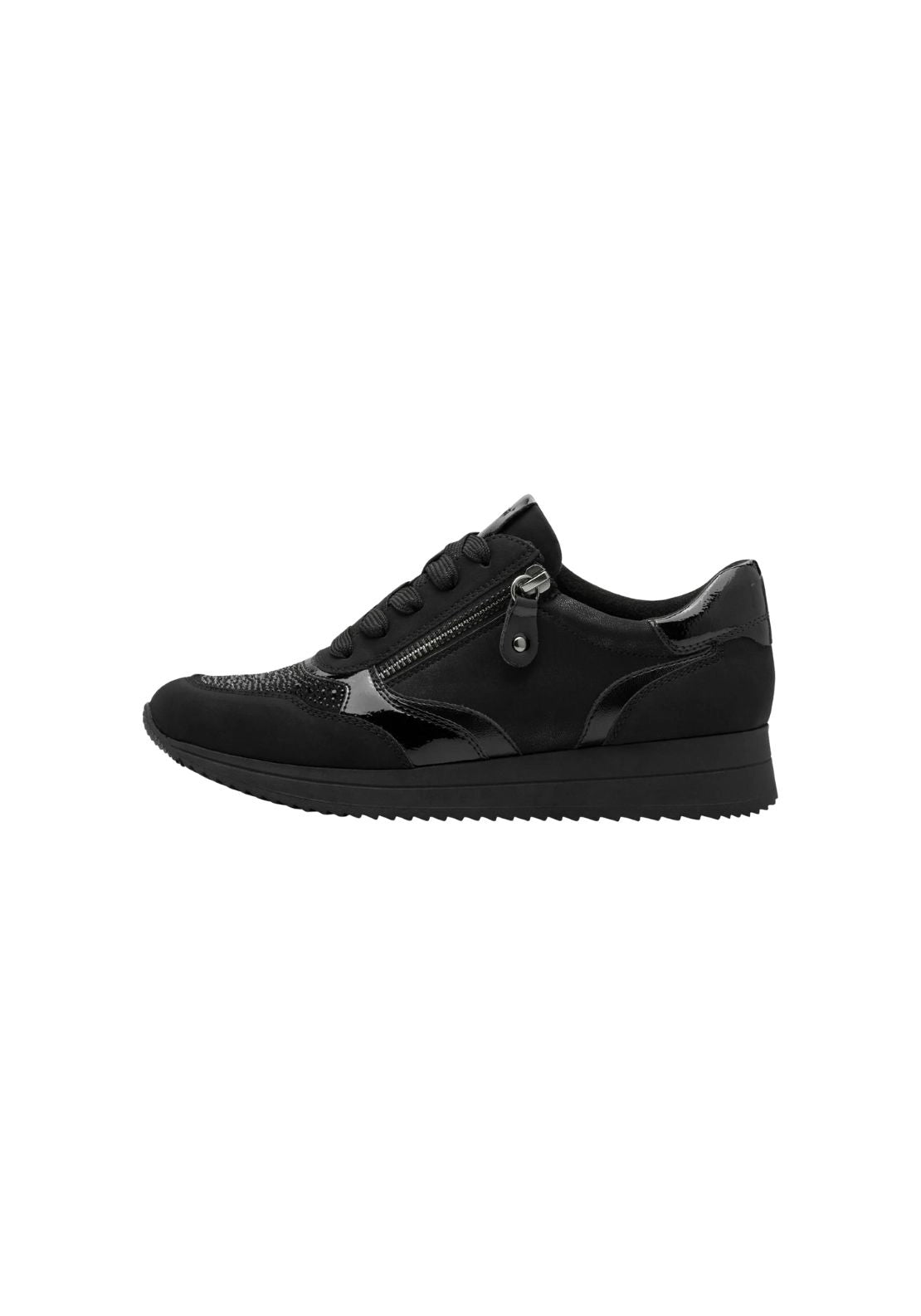 Ladies Lace Up Shoe - Black Glitter