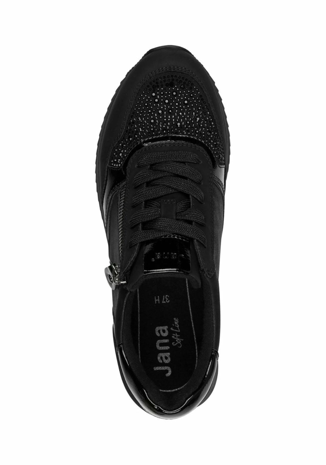 Ladies Lace Up Shoe - Black Glitter