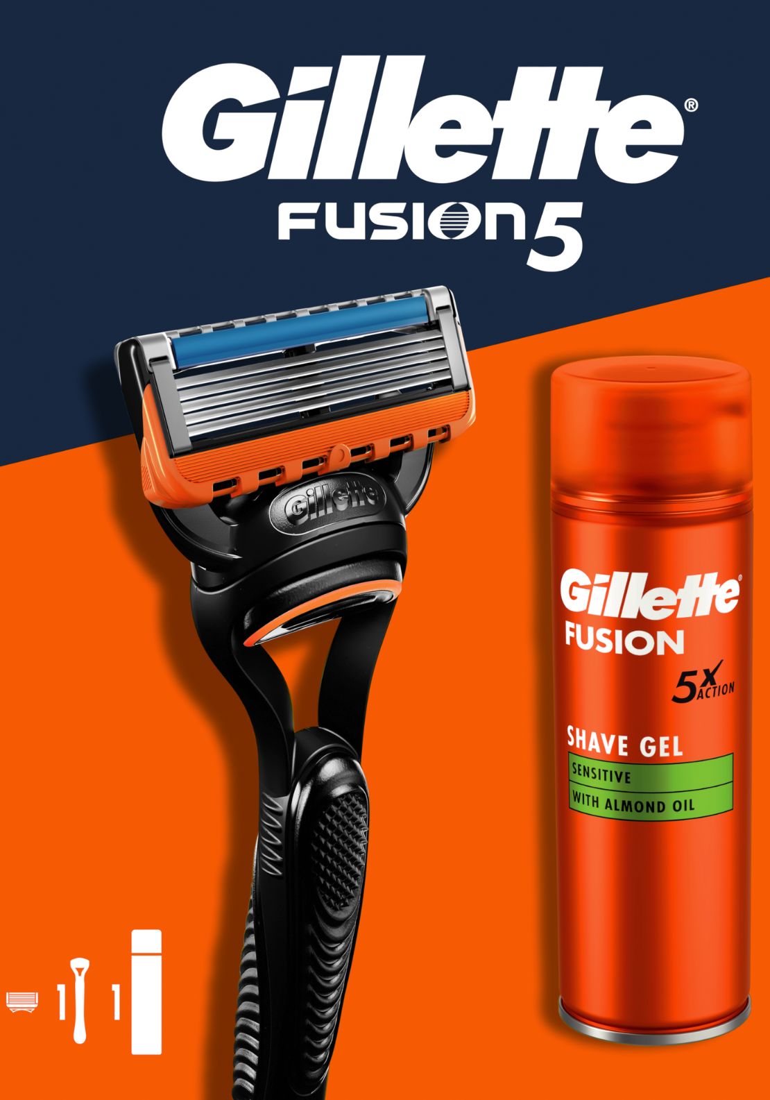 Gillette Fusion5 Razor &amp; Shave Gel Giftset 200ml 1 Shaws Department Stores