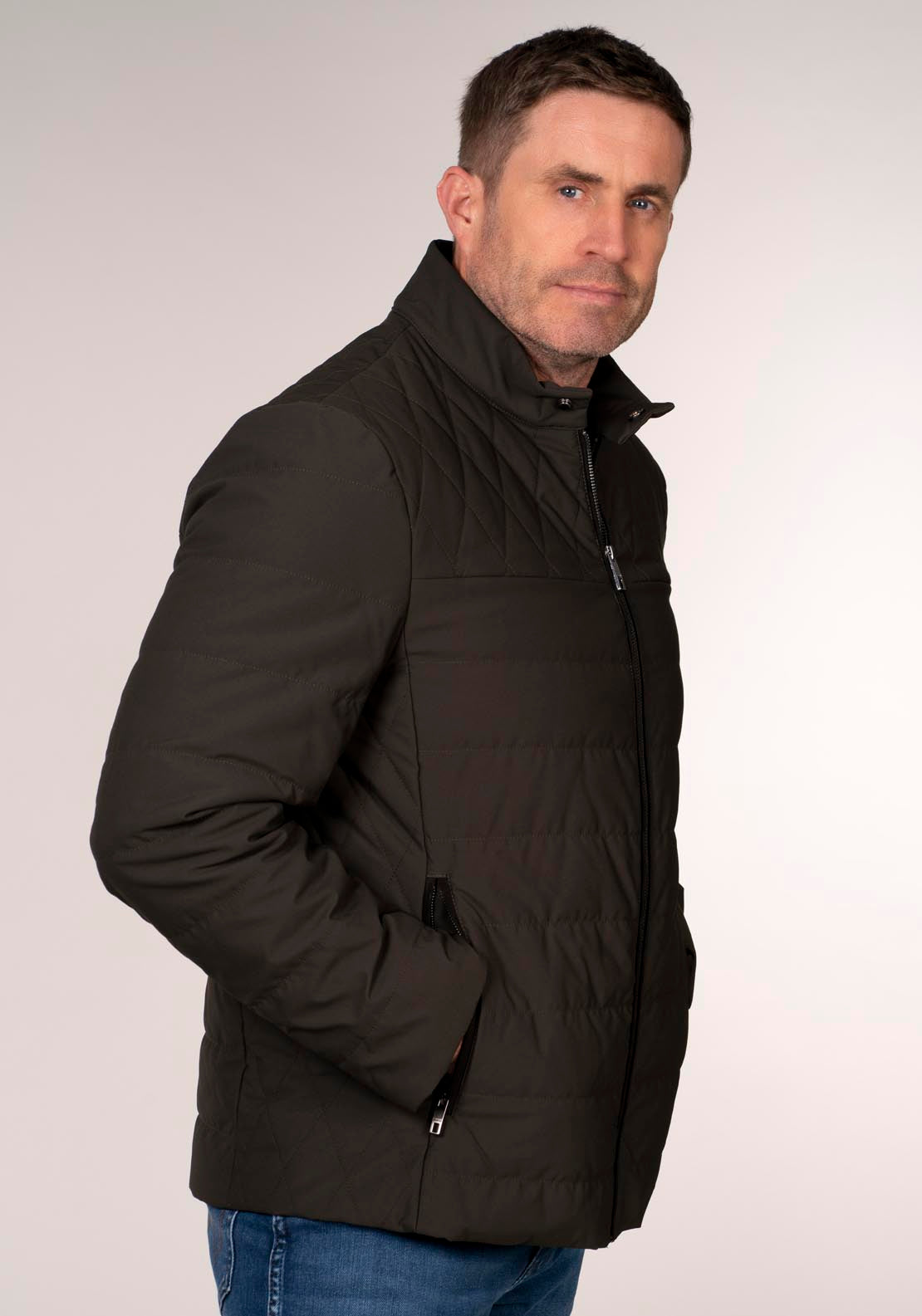 Daniel Grahame Kemp 3/4 Jacket - Brown 2 Shaws Department Stores