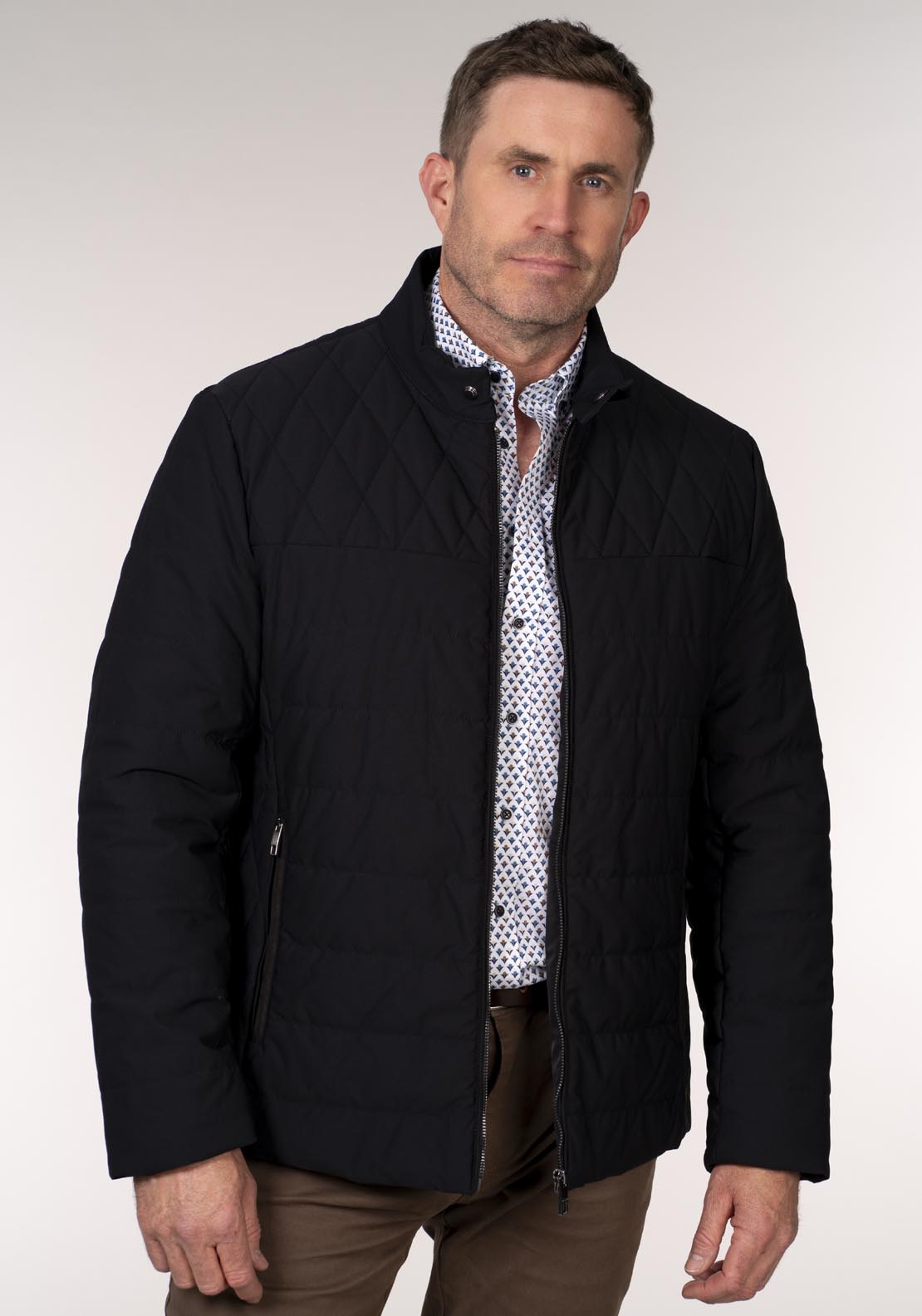 Daniel Grahame Kemp 3/4 Jacket - Navy 1 Shaws Department Stores