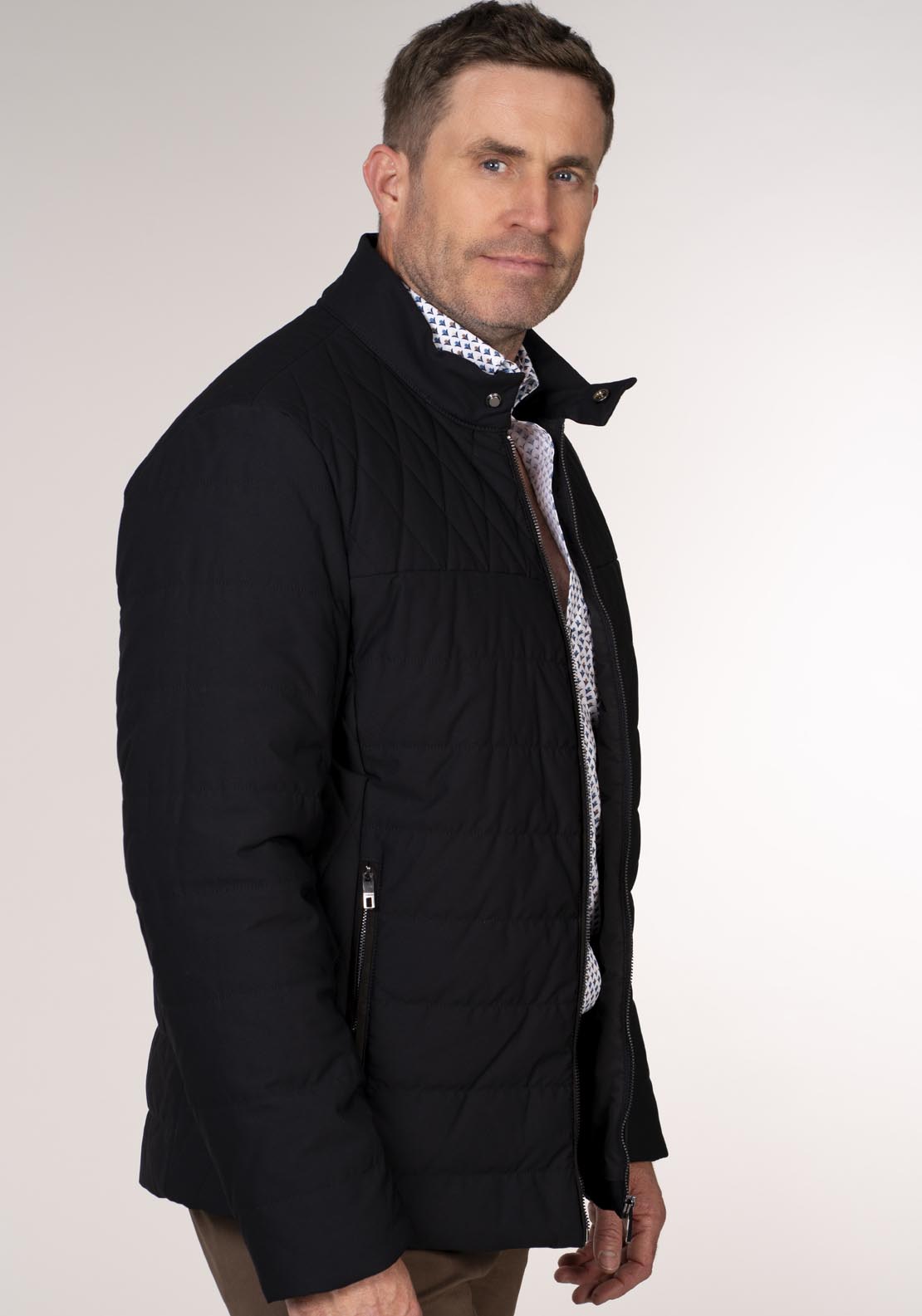 Daniel Grahame Kemp 3/4 Jacket - Navy 3 Shaws Department Stores