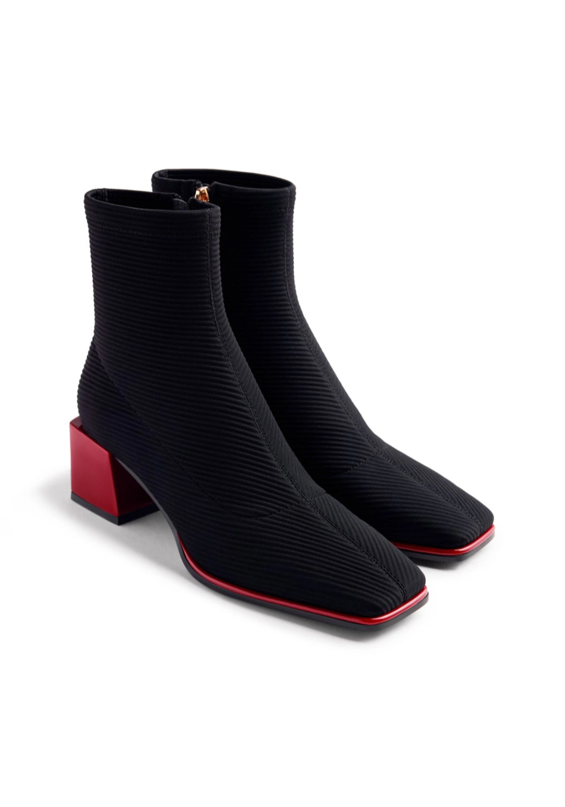 Stretch Block Heel Ankle Boot - Black