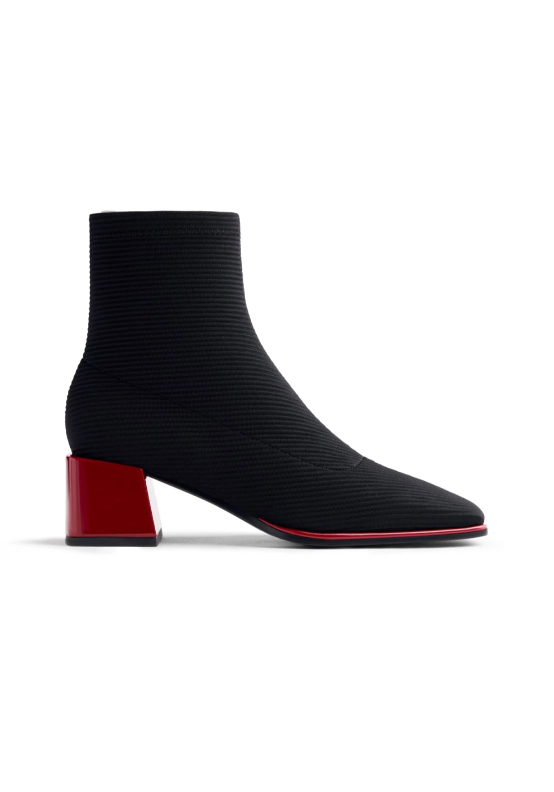 Stretch Block Heel Ankle Boot - Black