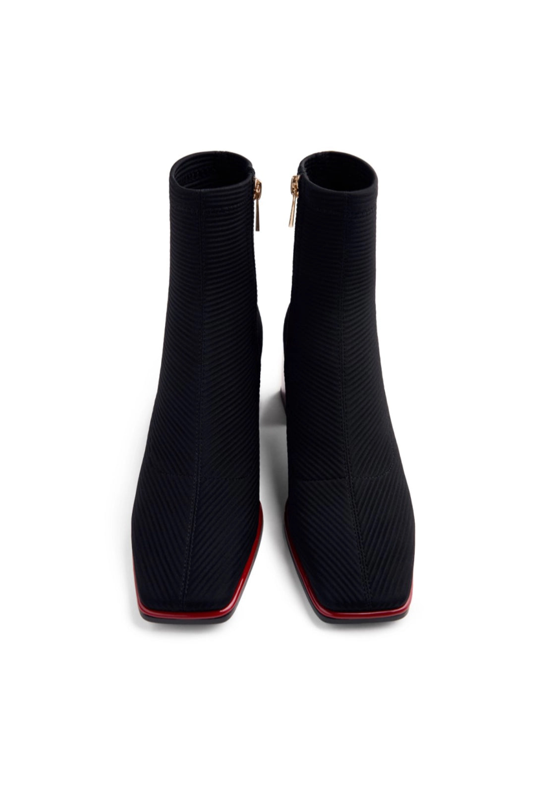 Stretch Block Heel Ankle Boot - Black