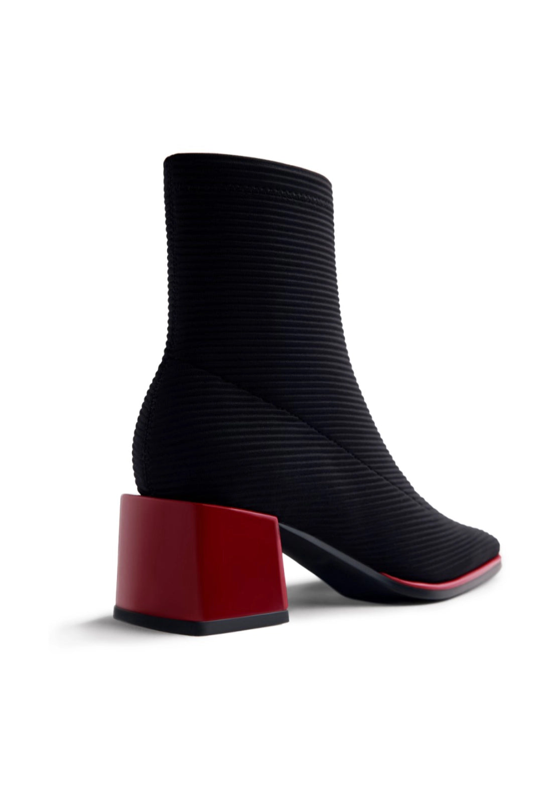 Stretch Block Heel Ankle Boot - Black