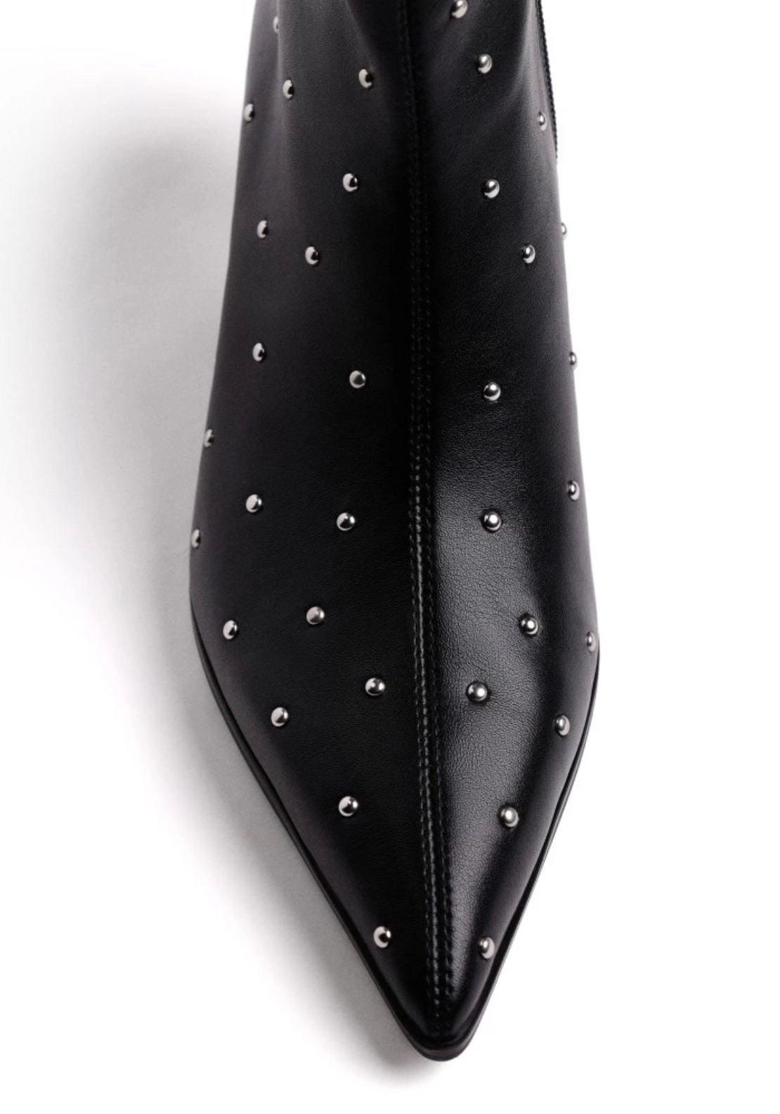 Studded Heeled Ankle Boot - Black
