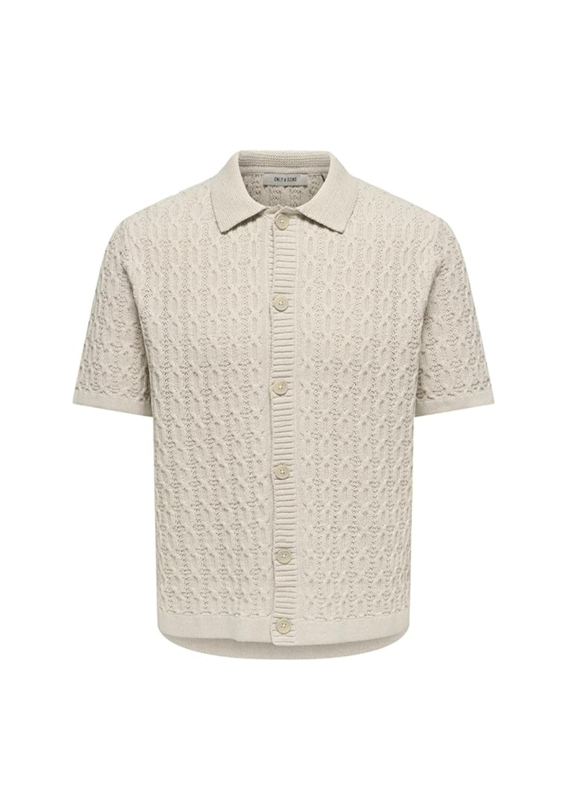 Only &amp; Sons Talon Knit Shirt - Silver Lining 1 Shaws Department Stores