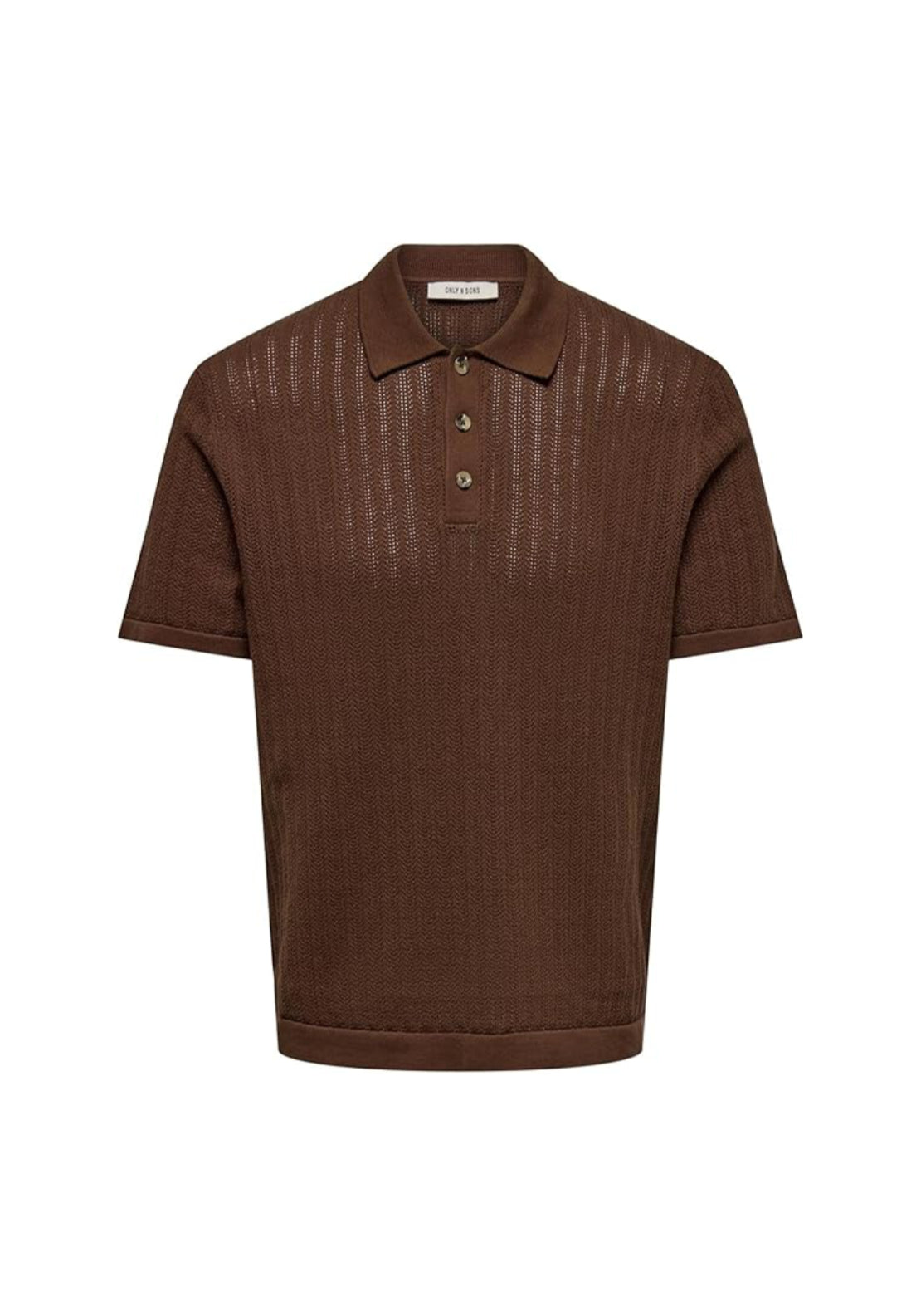 Only &amp; Sons Moon Knit Polo Shirt - Cappuccino 1 Shaws Department Stores