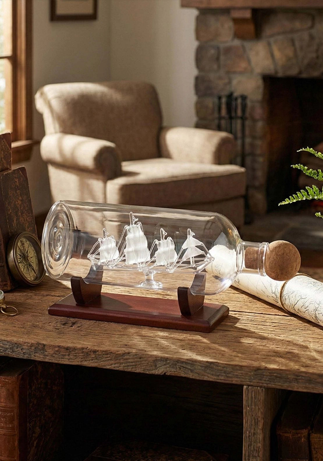 Decanter Ship In A Bottle With Stand - Clear