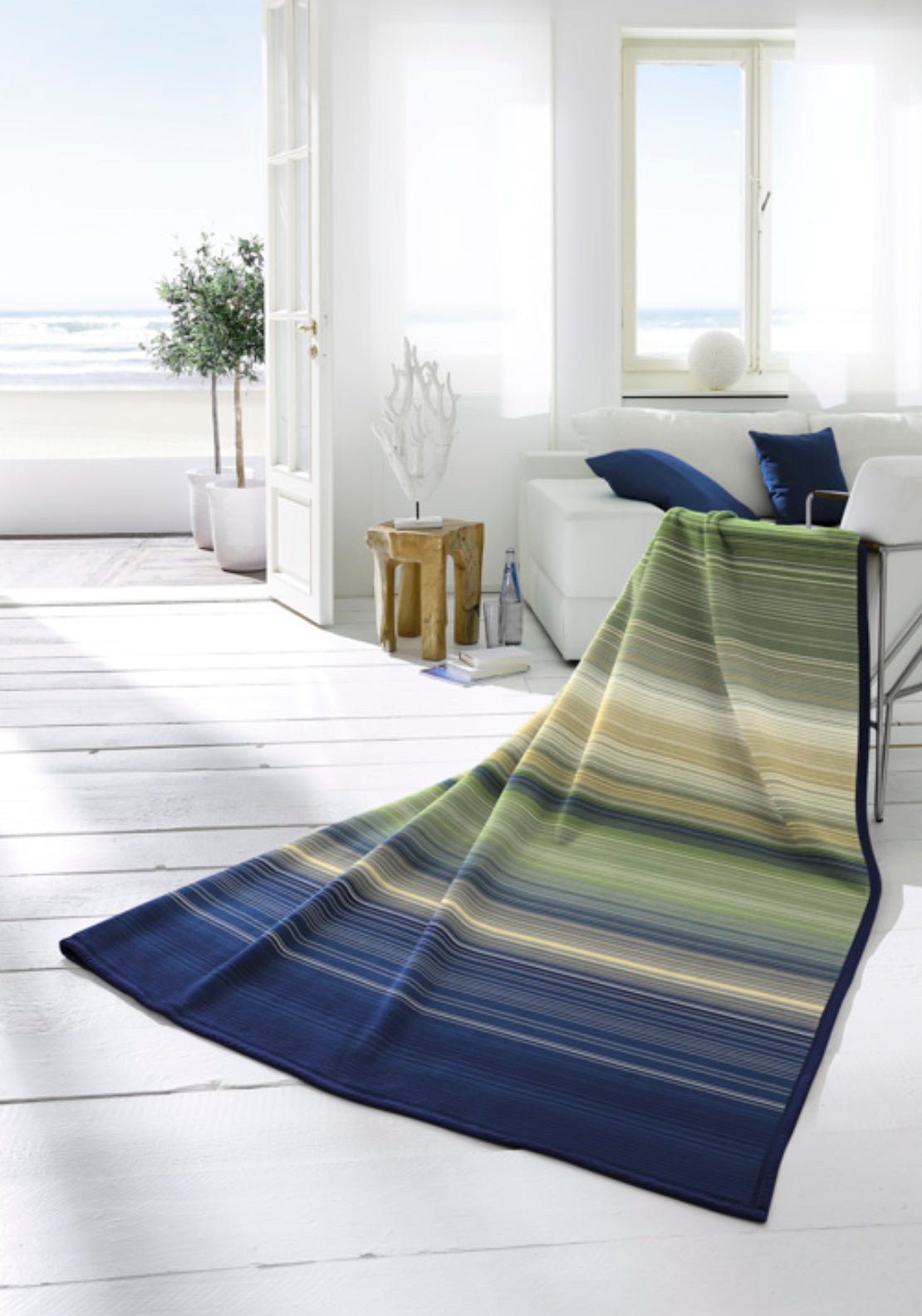 Biederlack Cotton Blend Ombre Stripe Throw - Multi 1 Shaws Department Stores