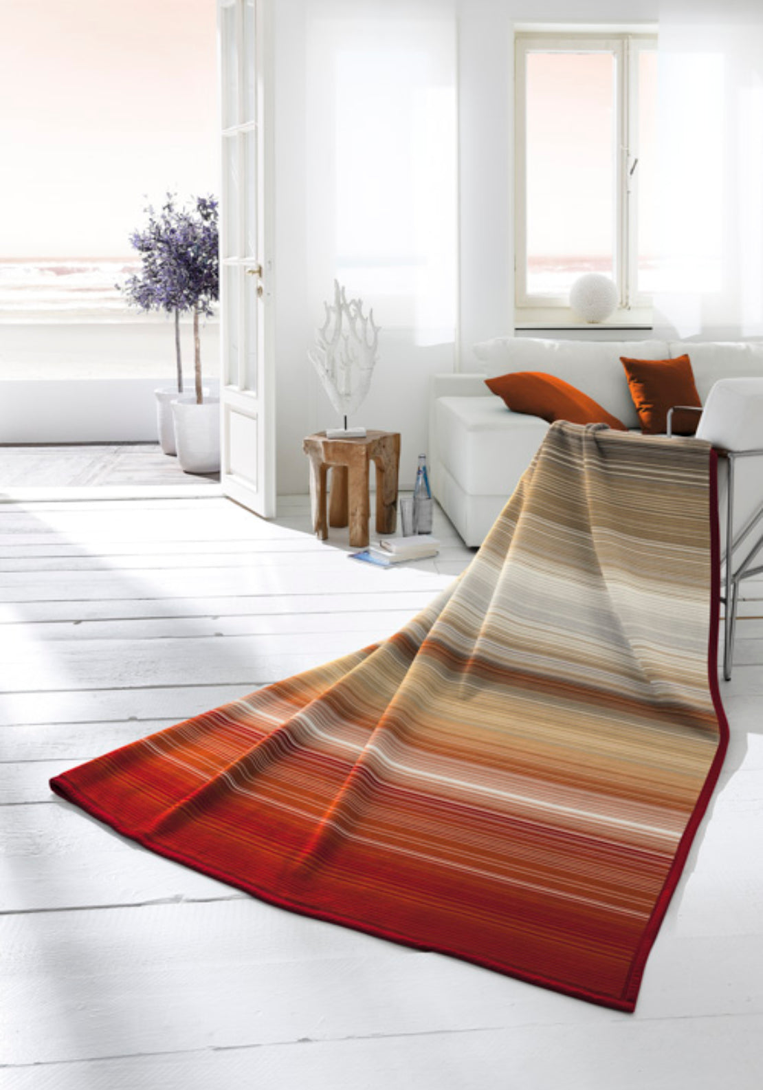 Biederlack Cotton Blend Striped Ombre Throw - Multi 1 Shaws Department Stores