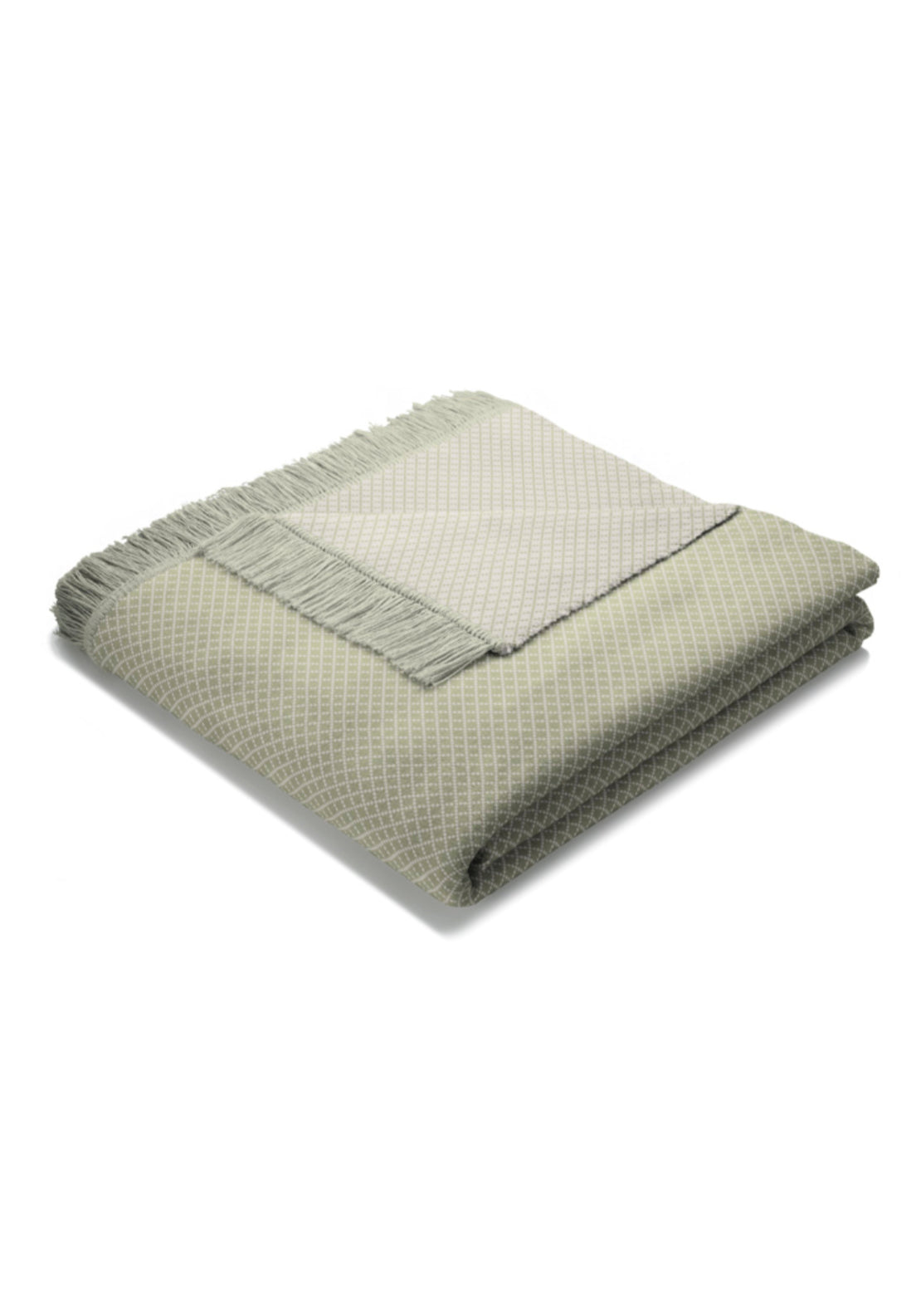 Biederlack Cotton Blend Diamond Pattern Throw - Green 2 Shaws Department Stores