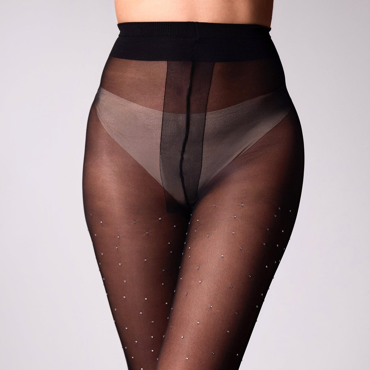 Marie Claire Opaque Diamante Design Tights - Black 2 Shaws Department Stores
