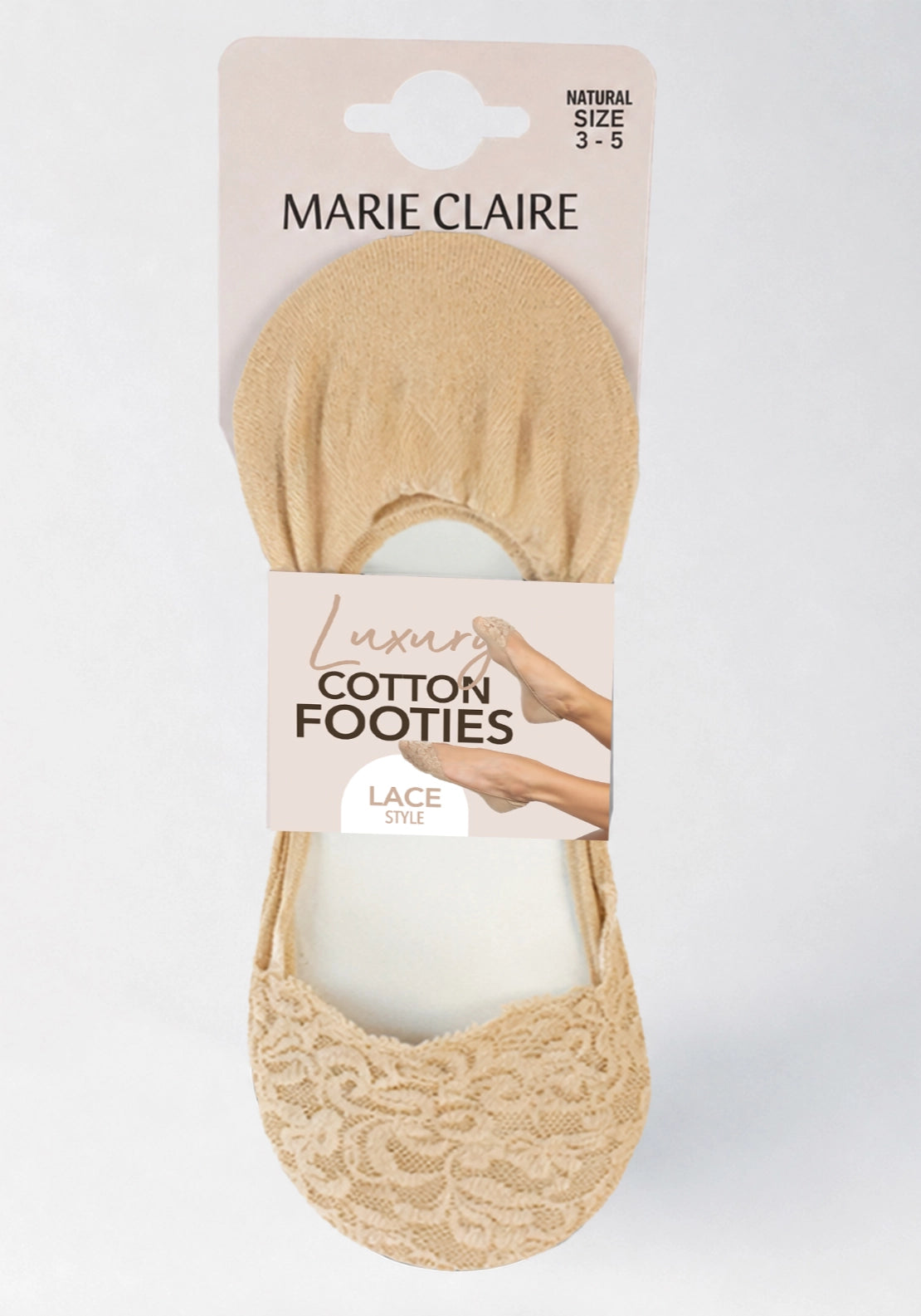 Marie Claire Lace Footies 2 Pair Pack - Beige 1 Shaws Department Stores