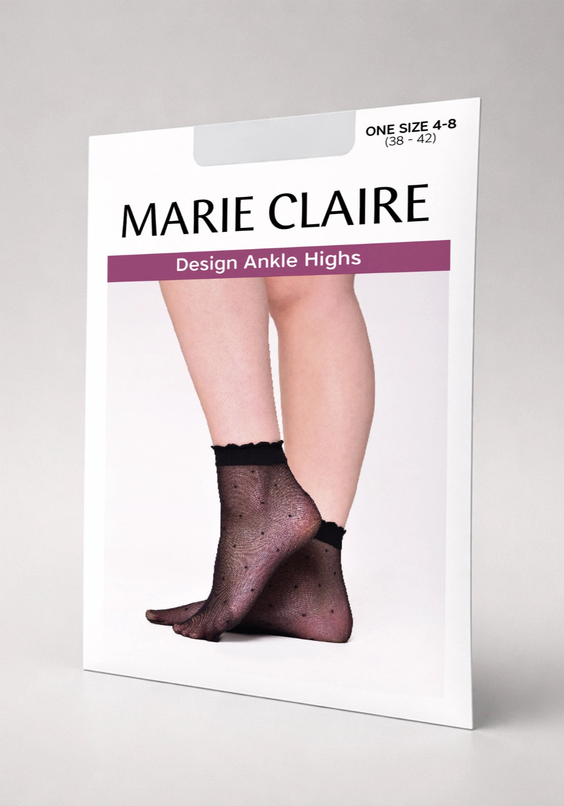 Sheer Polka Dot Ankle High With Scallop Top - Black