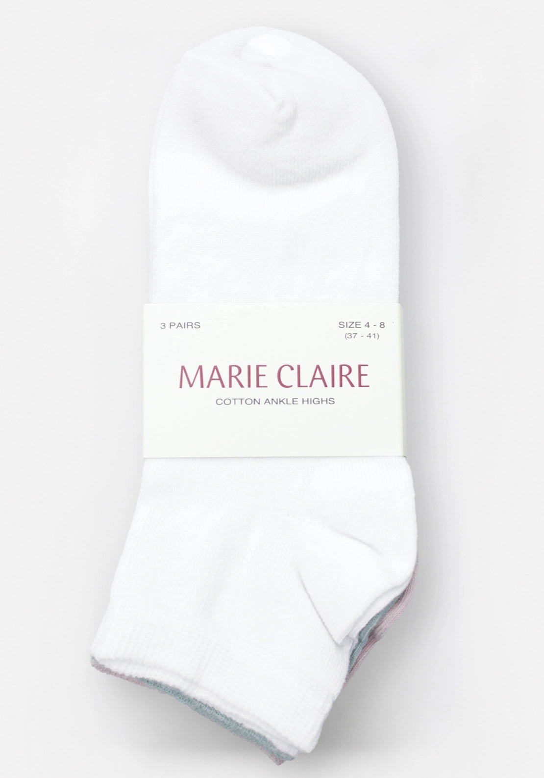 Marie Claire Super Soft Cotton Ankle Highs 3 Pair Pack - White 1 Shaws Department Stores