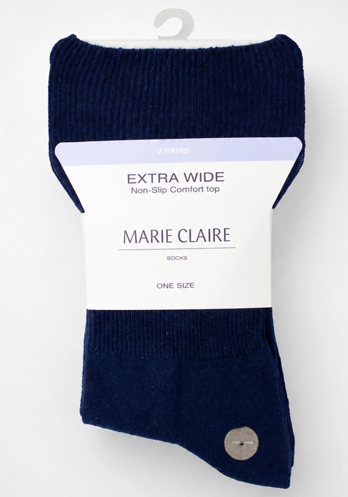 Extra Wide Top Socks 2 Pair Pack - Navy