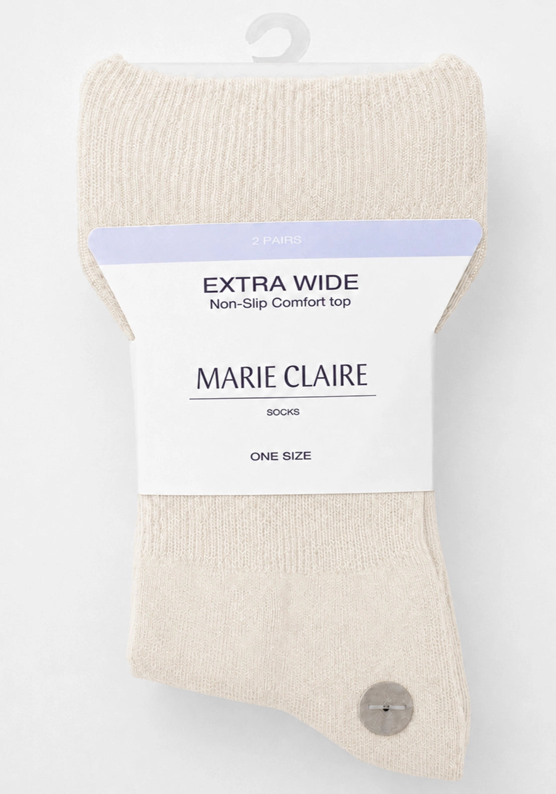 Marie Claire Extra Wide Top Socks 2 Pair Pack - Off White 1 Shaws Department Stores