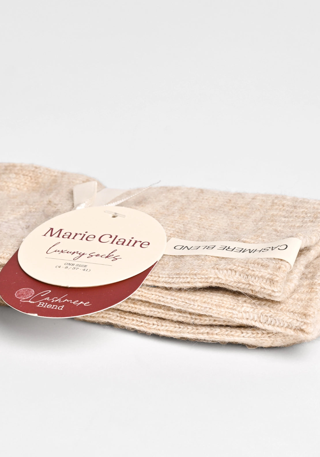 Marie Claire Cashmere Blend Luxury Socks - Beige Melange 2 Shaws Department Stores