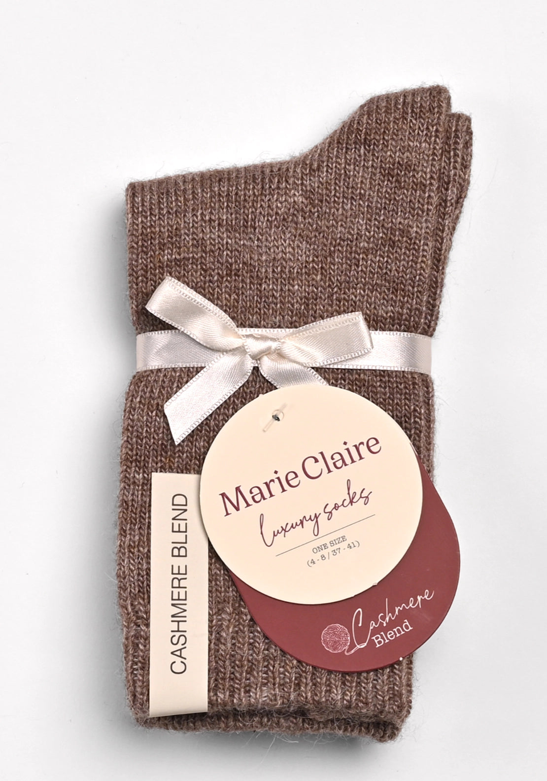 Marie Claire Cashmere Blend Luxury Socks - Biscuit Melange 1 Shaws Department Stores