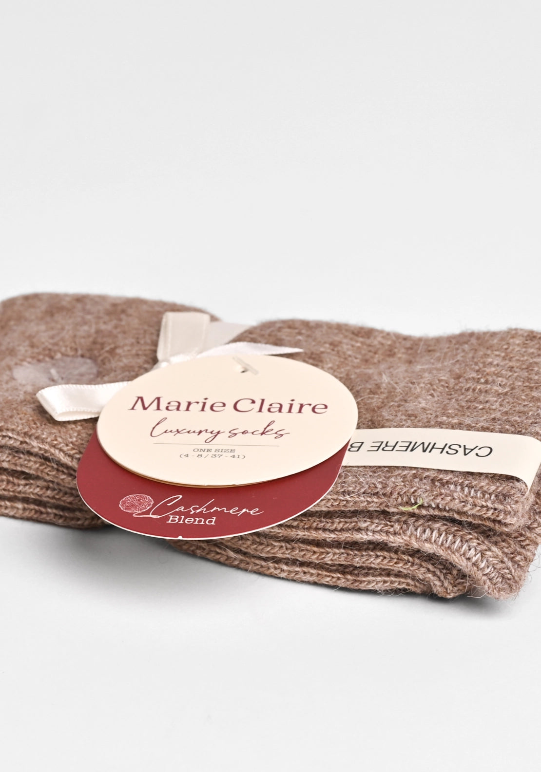 Marie Claire Cashmere Blend Luxury Socks - Biscuit Melange 3 Shaws Department Stores