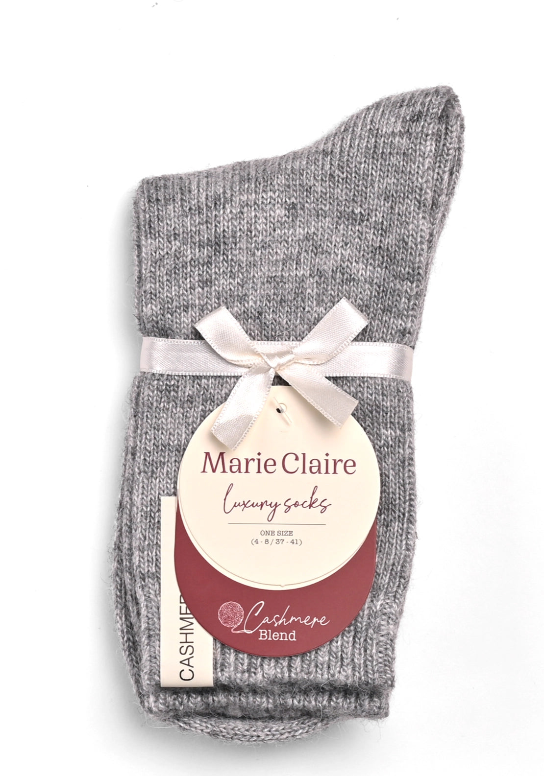 Marie Claire Cashmere Blend Luxury Socks - Grey Melange 1 Shaws Department Stores