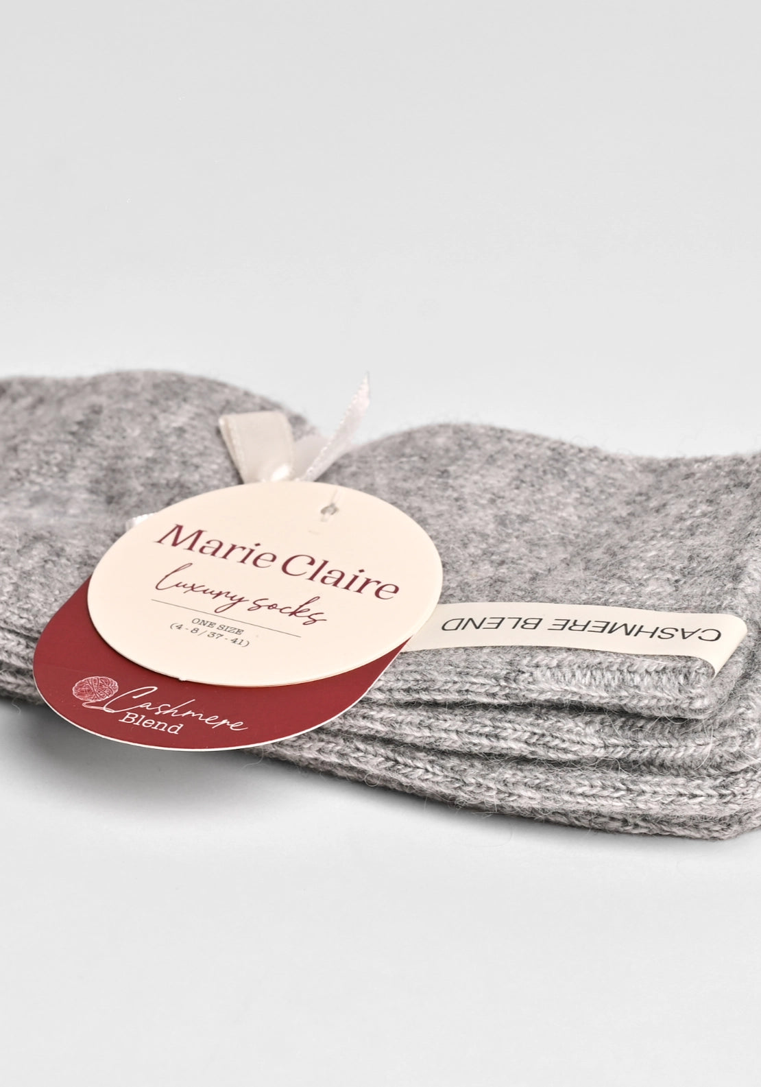 Marie Claire Cashmere Blend Luxury Socks - Grey Melange 2 Shaws Department Stores