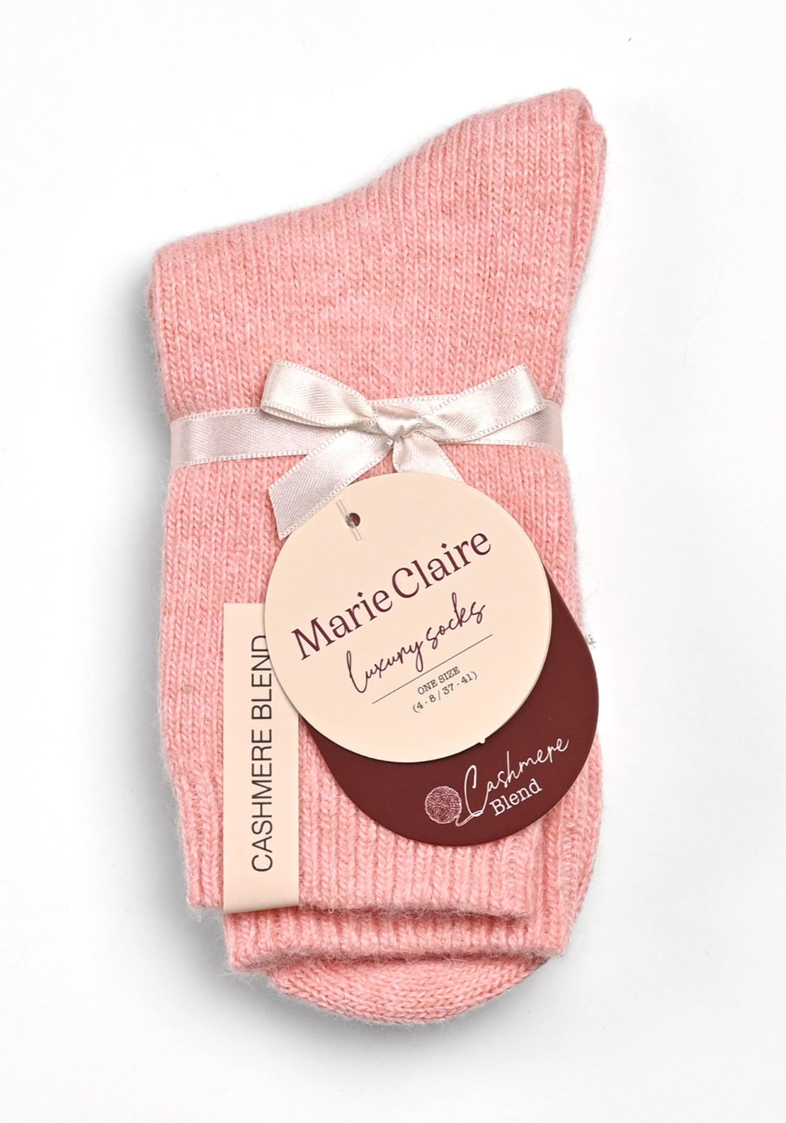 Marie Claire Cashmere Blend Luxury Socks - Dusky Pink 1 Shaws Department Stores