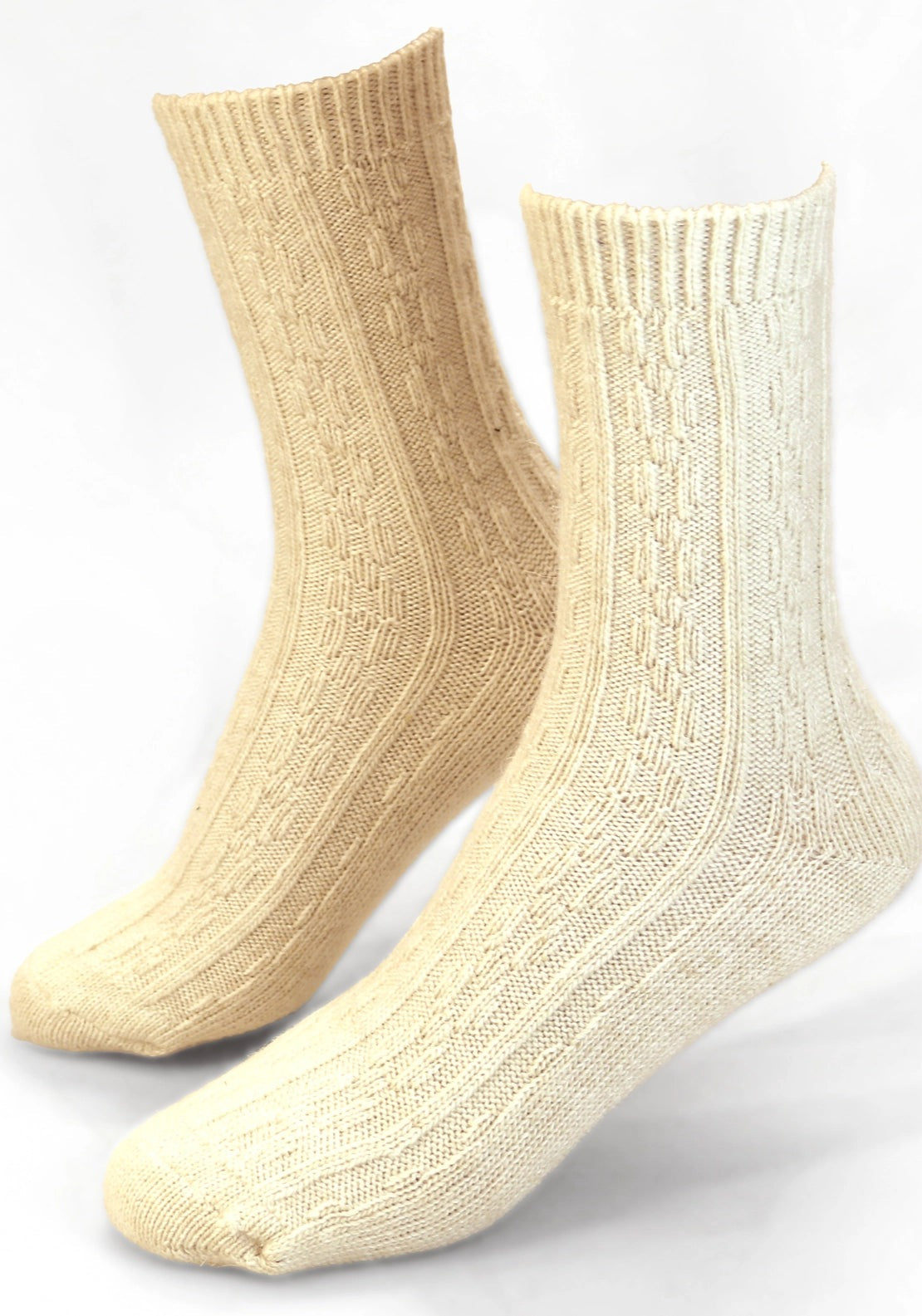 Marie Claire Cable Cashmere Blend Luxury Socks - Beige Melange 2 Shaws Department Stores