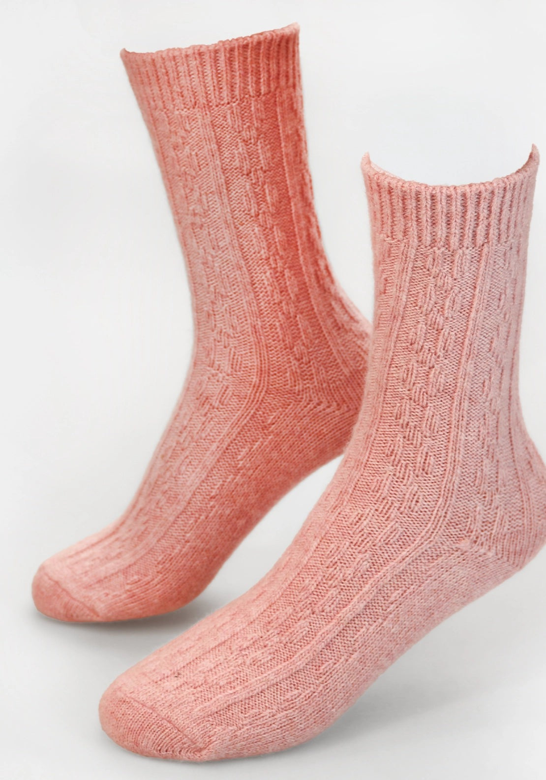 Marie Claire Cable Cashmere Blend Luxury Socks - Dusky Pink 2 Shaws Department Stores