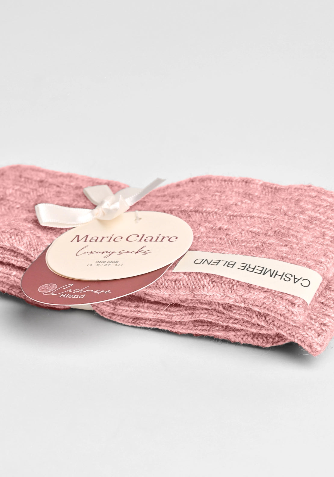 Marie Claire Cable Cashmere Blend Luxury Socks - Dusky Pink 3 Shaws Department Stores