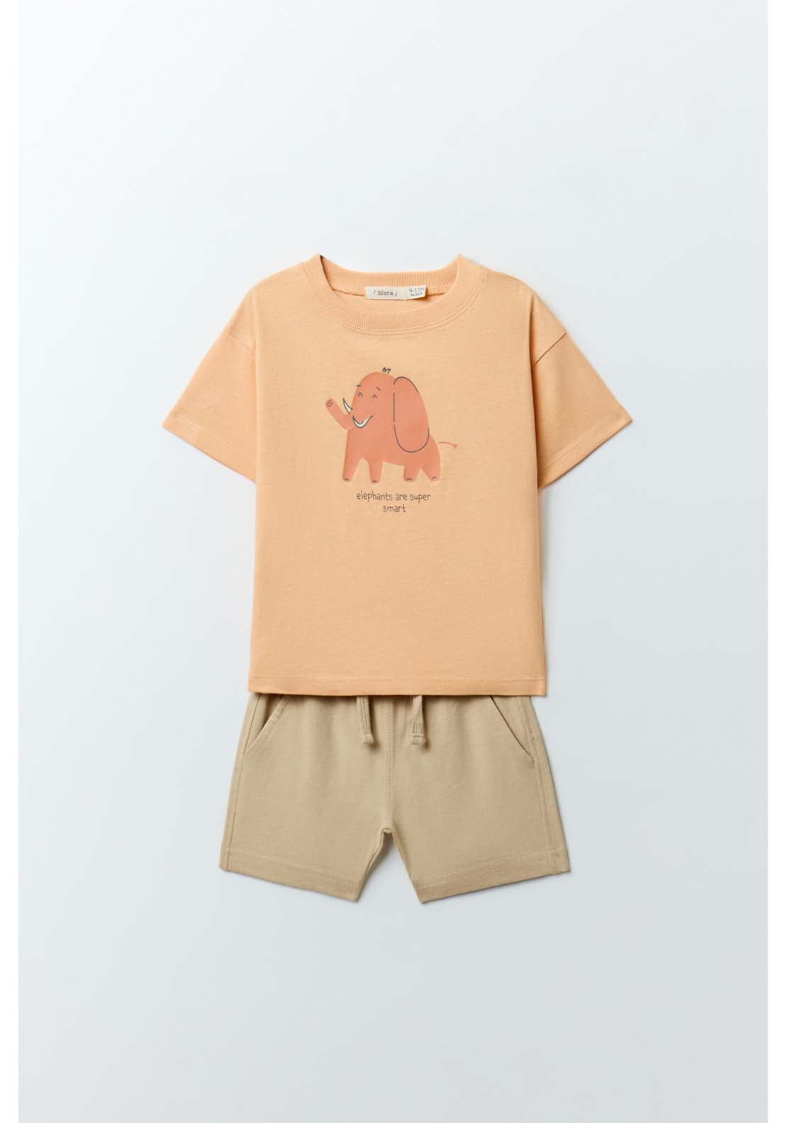 Sfera Elephant Print Shorts Set - Orange 1 Shaws Department Stores