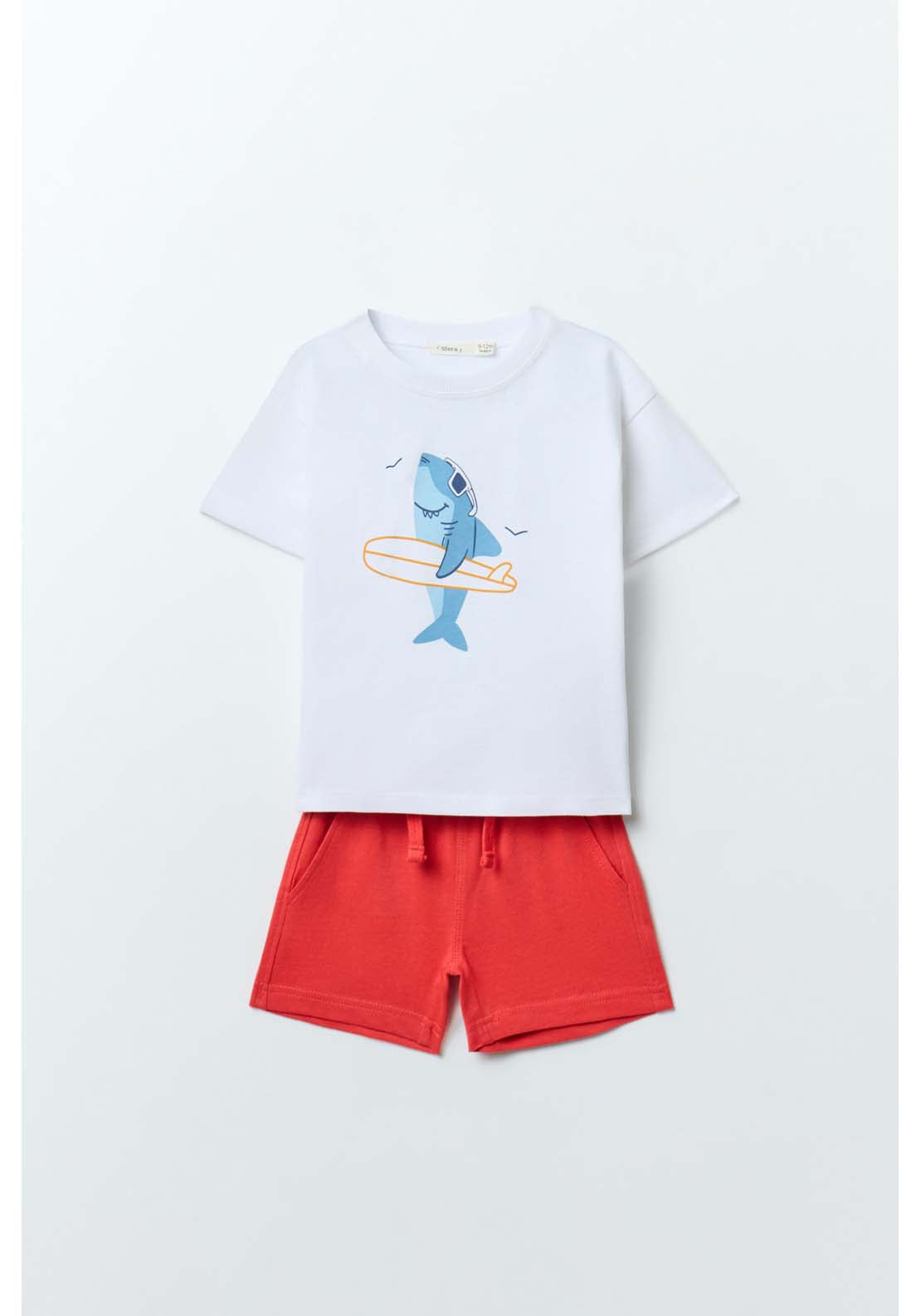 Sfera Shark Print Short Set - White 1 Shaws Department Stores