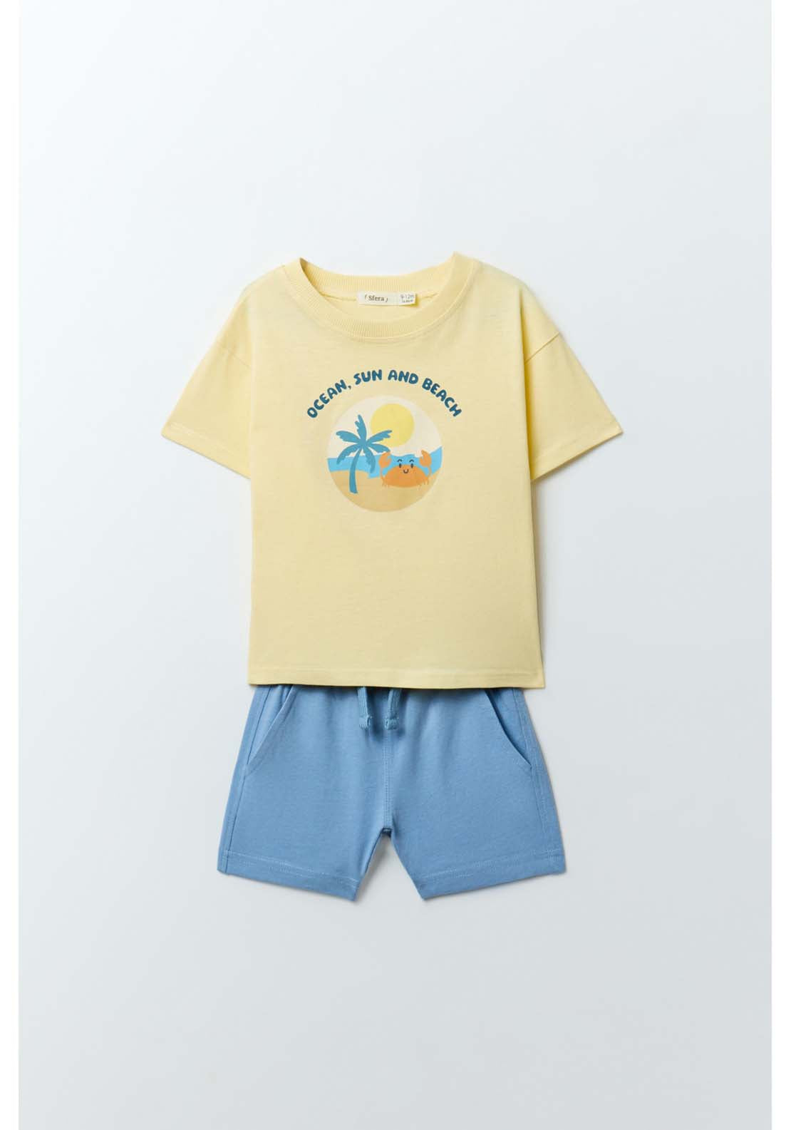 Sfera Beach Print Short Set - Yellow 1 Shaws Department Stores