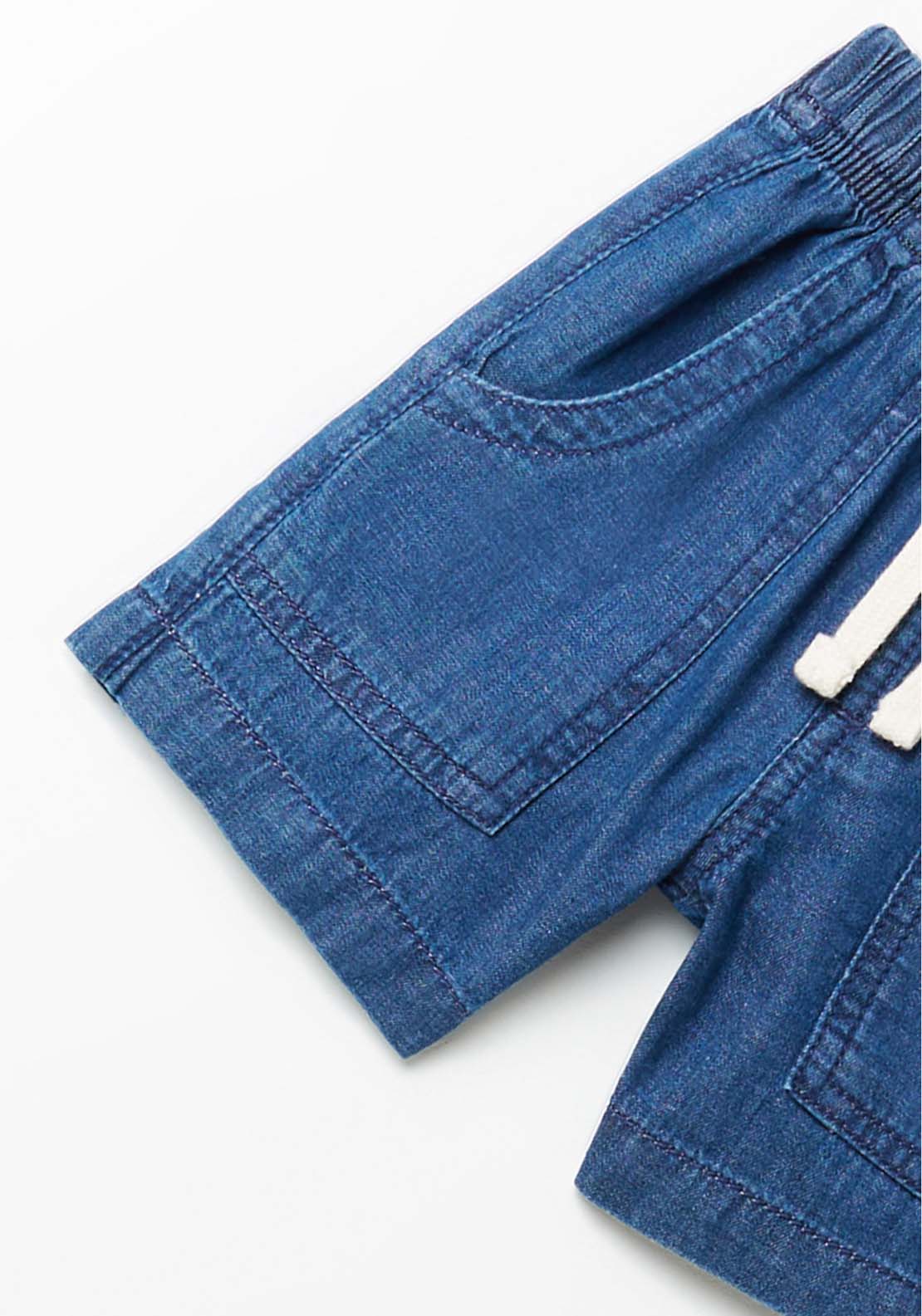 Sfera Drawstring Denim Shorts - Blue 4 Shaws Department Stores