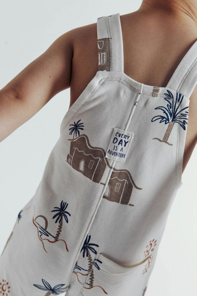 Sfera Printed terry dungarees - White 2 Shaws Department Stores