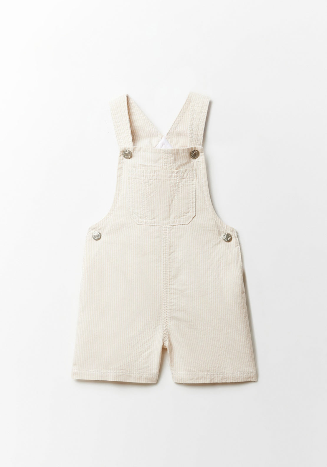 Sfera Oxford stripe dungarees - Beige 1 Shaws Department Stores